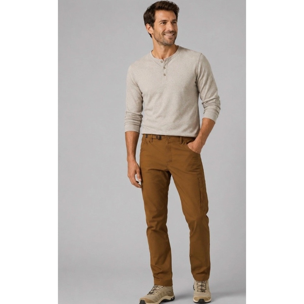 Prana Men Stretch Zion Slim Pant II Tapered Leg 40x32 Sepia Hiking Cargo